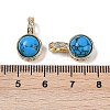Brass with Cubic Zirconia and Synthetic Turquoise Pendants KK-Q030-17G-3