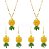 Alloy Pineapple 2Pcs Pendant Necklace & 2 Pairs Dangle Earrings SJEW-HY0001-10-1
