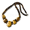 Natural Tiger Eye Faceted Bib Graduated Beaded Necklaces for Women NJEW-B128-01H-4
