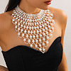 Woven Round Imitation Pearl Multilayer Bib Necklaces for Women FS-WGEC5FA-01-3