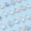 Natural Cultured Freshwater Pearl Connector Charms PALLOY-FH00005-1