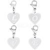 4Pcs 4 Styles 201 Stainless Steel Heart with Letter Pendant Decorations AJEW-BBC0002-44-1