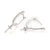 Brass Micro Pave Clear Cubic Zirconia Arch Hoop Earring Findings KK-T076-82P-3