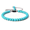 Synthetic Turquoise Round Bead Adjustable Braided Bracelets UO3136-17-1
