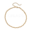 Brass Paperclip Chain and 304 Stainless Steel Ball Chain Double Layer Anklets for Women AJEW-AN00711-3