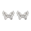 Butterfly Brass Micro Pave Cubic Zirconia Stud Earrings EJEW-M082-17P-01-3