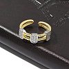 Brass Micro Pave Clear Cubic Zirconia Cuff Finger Rings for Women RJEW-B112-09GP-2