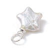 Natural Nucleated Baroque Keshi Pearl Star Charms with 304 Stainless Steel Findings PALLOY-JF05004-5