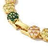 Rack Plating Brass Pave Cubic Zirconia Flower Link Necklaces for Women NJEW-B108-01G-03-3