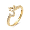 Rack Plating Brass Cubic Zirconia Arabic Letters Adjustable Rings for Women RJEW-S407-10G-12-1