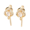 Brass Micro Pave Clear Cubic Zirconia Heart Earring Hooks KK-A274-15G-1