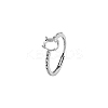 1Pc Rhodium Plated 925 Sterling Silver Adjustable Solitaire Ring Settings FIND-BC0013-97-7