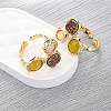 Natural Rose Quartz/Korean Jade/Agate Germ Cuff Rings RJEW-M076-05G-04-4