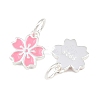 925 Sterling Silver Enamel Hot Pink Flower Charms STER-A049-04S-2