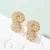 Brass Micro Pave Cubic Zirconia Stud Earrings EJEW-Z091-04G-P-1