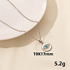 Stylish Stainless Steel Rhinestones Flat Round with Evil Eye Pendant Necklace QQ6499-3-1