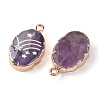 Natural Amethyst Oval Pendants G-C102-07G-03-2