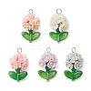 Glass Seed Beaded Flower Pendants PALLOY-MZ00521-1