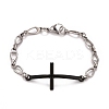 304 Stainless Steel Cross Link Bracelet with Teardrop chains for Men Women STAS-E160-27EBP-1