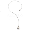 304 Stainless Steel Teardrop Pendant Open Cuff Necklaces for Women NJEW-R003-02P-02-3