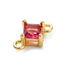 Brass Cubic Zirconia Rhombus Connector Charms KK-F894-12G-03-2