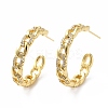 Cubic Zirconia Curb Chain Shape Stud Earrings EJEW-E263-06G-1
