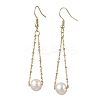 Natural Cultured Freshwater Pearl Beads with Brass Dangle Earrings EJEW-JE05757-1