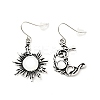Resin Beaded Moon and Sun Asymmetrical Earrings EJEW-C036-01D-1