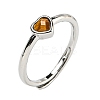 Heart Natural Tiger Eye Adjustable Rings RJEW-Q818-02P-02-2