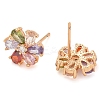 Rack Plating Flower Brass Cubic Zirconia Stud Earrings EJEW-M090-13G-03-2