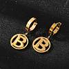 Flat Round with Letter B 304 Stainless Steel Pendant Necklaces & Hoop Earring Jewelry Sets SJEW-L177-08G-2