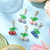 Cherry Copper Wire Wrapped Glass Pearl Pendant Decorations HJEW-JM03024-01-1