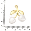 Brass Green Enamel & Plastic Cherry Pendants KK-I276-17G-4
