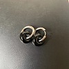 304 Stainless Steel & Natural Black Agate Rondelle Bead Hoop Earrings FS-WGF6A0C-04-1