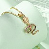 Brass Micro Pave Colorful Cubic Zirconia Snake Pendant Necklaces NJEW-S438-02H-G-3