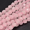 Faceted Natural Rose Quartz Beads Strands G-K066-10-8mm-1