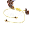 Natural Tiger Eye Chips & Resin Evil Eye Braided Bead Bracelet BJEW-JB08495-02-5