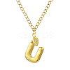 304 Stainless Steel Clear Cubic Zirconia Heart & Letter Pendant Curb Chain Necklaces for Women NJEW-FS00012-27U-1
