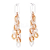 Acrylic Curb Chain Tassel Dangle Stud Earrings for Women EJEW-JE04767-05-4