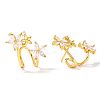 Elegant Flower Brass Clear Cubic Zirconia Geometric Stud Earrings for Women MO8139-5