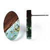 Transparent Resin & Walnut Wood Stud Earring Findings MAK-N032-005A-F02-4