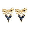 Rack Plating Heart with Bowknot Brass Stud Earrings EJEW-P277-10G-2