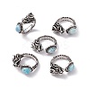Dragon Head Natural Larimar Cuff Rings RJEW-G273-03AS-01-1