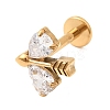 F136 Titanium Pave Clear Cubic Zirconia Teardrop Arrow Internally Threaded Labrets ME-CBA9828-03G-4