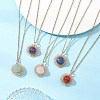 Natural Amethyst & Green Aventurine & Rose Quartz & Lapis Lazuli & Carnelian Copper Wire Wrapped Flower Pendant 304 Stainless Steel Cable Chain Necklaces for Women NJEW-JN05616-1
