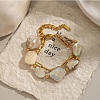 304 Stainless Steel & Natural Shell Double Layer Bracelets BJEW-G763-07G-1