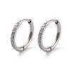 316 Surgical Stainless Steel Pave Clear Cubic Zirconia Hoop Earrings Women EJEW-A109-01C-P-1