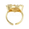 Rack Plating Brass Micro Pave Cubic Zirconia Heart Open Cuff Rings for Women RJEW-C080-05G-3