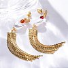 Brass Heart Dangle Stud Earrings EJEW-R014-07G-1