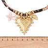 304 Stainless Steel Enamel Pink Flower Heart Pendant Leopard Print Polyester Cord Necklaces for Women NJEW-F352-04G-5